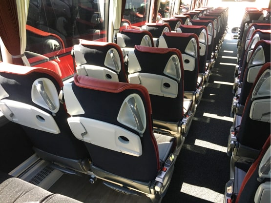 A view of seats inside a coach
